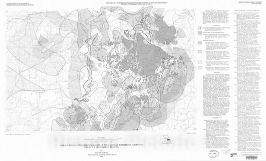 Map : Isopach and selected lithofacies map of the Cambrian Bonneterre Formation, Rolla one degree x two degrees quadrangle, Missouri, one983 Cartography Wall Art :