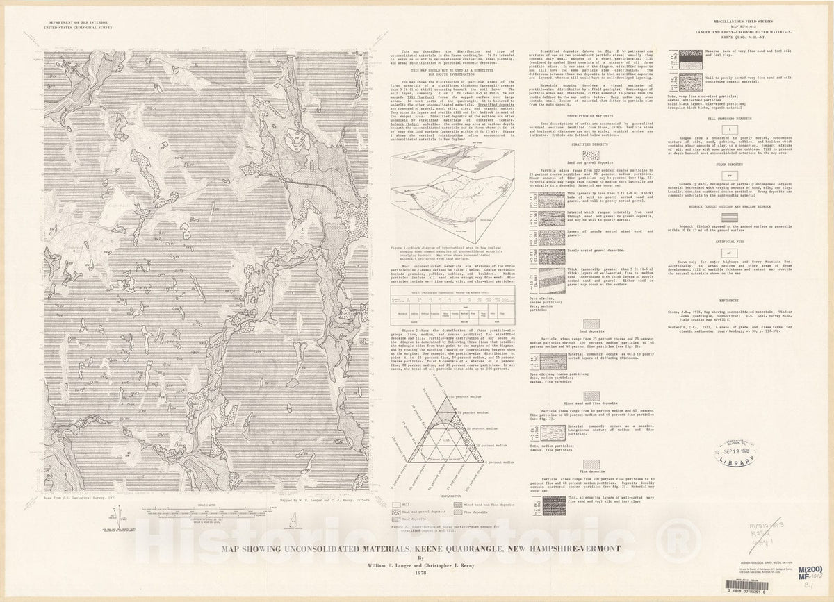 Map : Map showing unconsolidated materials, Keene quadrangle, New Hampshire-Vermont, 1978 Cartography Wall Art :