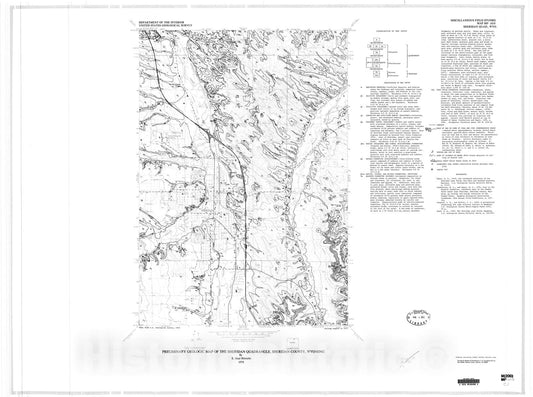 Map : Preliminary geologic map of the Sheridan quadrangle, Sheridan County, Wyoming, 1978 Cartography Wall Art :