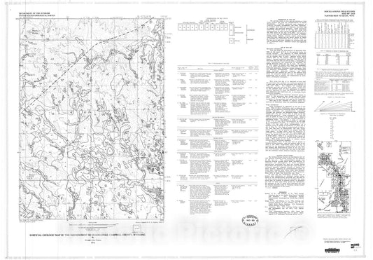 Map : Surficial geologic map of the Turnercrest NE quadrangle, Campbell County, Wyoming, 1978 Cartography Wall Art :