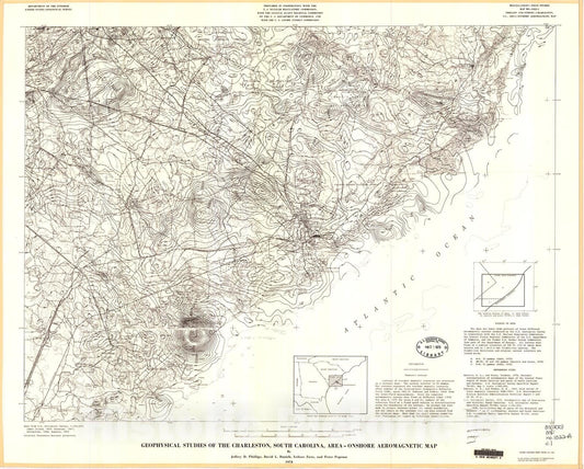 Map : Geophysical studies of the Charleston, South Carolina, area--onshore aeromagnetic map, 1978 Cartography Wall Art :