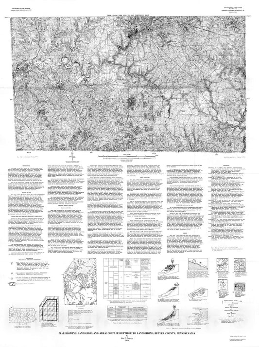 Map : Map showing landslides and areas most susceptible to landsliding, Butler County, Pennsylvania, 1978 Cartography Wall Art :