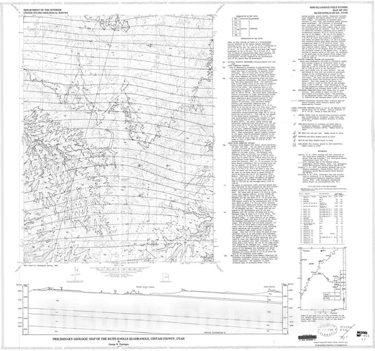 Map : Preliminary geologic map of the Bates Knolls quadrangle, Uintah County, Utah, 1978 Cartography Wall Art :