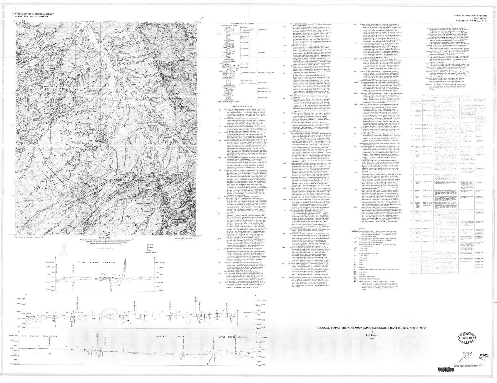 Map : Geologic map of the Wind Mountain quadrangle, Grant County, New Mexico, 1978 Cartography Wall Art :