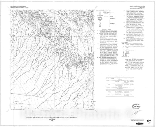 Map : Geologic map of the Ninetysix Ranch quadrangle, Grant County, New Mexico, 1978 Cartography Wall Art :