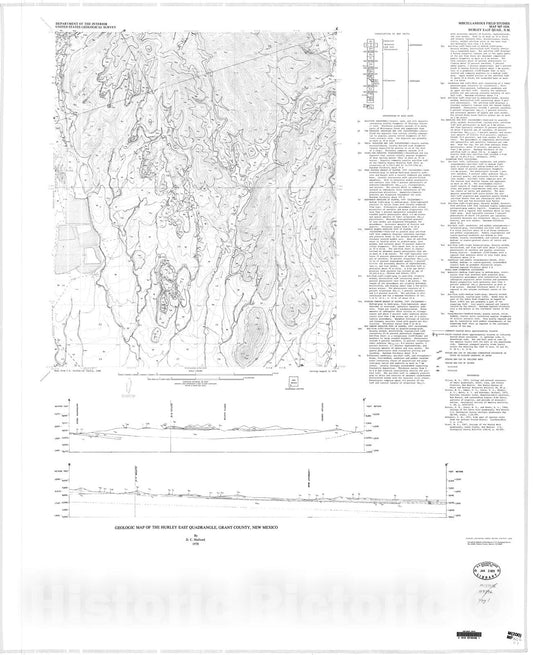 Map : Geologic map of the Hurley East quadrangle, Grant County, New Mexico, 1978 Cartography Wall Art :