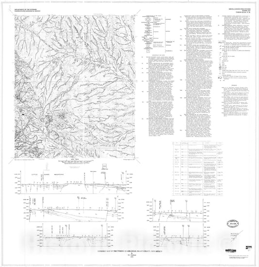 Map : Geologic map of the Tyrone quadrangle, Grant County, New Mexico, 1978 Cartography Wall Art :