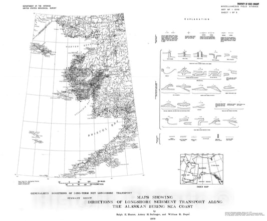 Map : Maps showing directions of longshore sediment transport along the Alaskan Bering Sea coast, 1979 Cartography Wall Art :