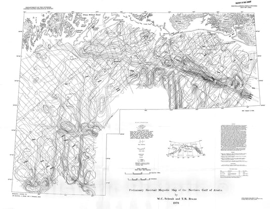 Map : Preliminary residual magnetic map of the northern Gulf of Alaska, 1979 Cartography Wall Art :