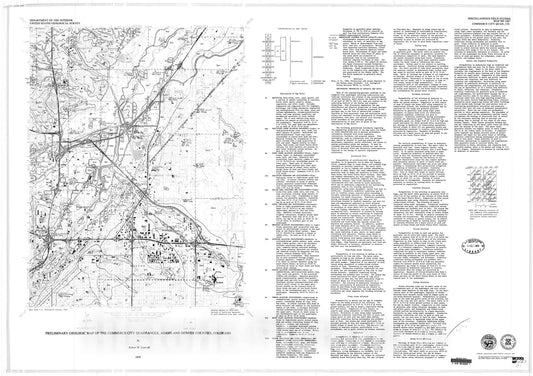Map : Preliminary geologic map of the Commerce City quadrangle, Adams and Denver Counties, Colorado, 1979 Cartography Wall Art :