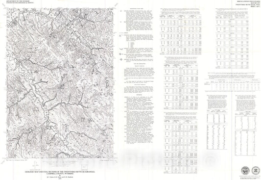 Map : Geologic map and coal sections of the Twentymile Butte quadrangle, Campbell County, Wyoming, 1979 Cartography Wall Art :