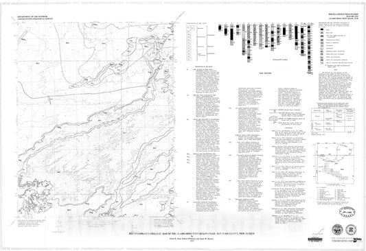 Map : Reconnaissance geologic map of the Alamo Mesa West quadrangle, San Juan County, New Mexico, 1979 Cartography Wall Art :