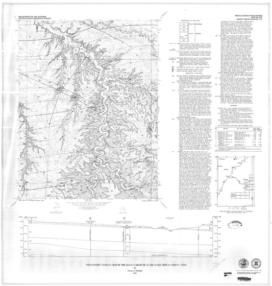 Map : Preliminary geologic map of the Agency Draw NE quadrangle, Uintah County, Utah, 1979 Cartography Wall Art :