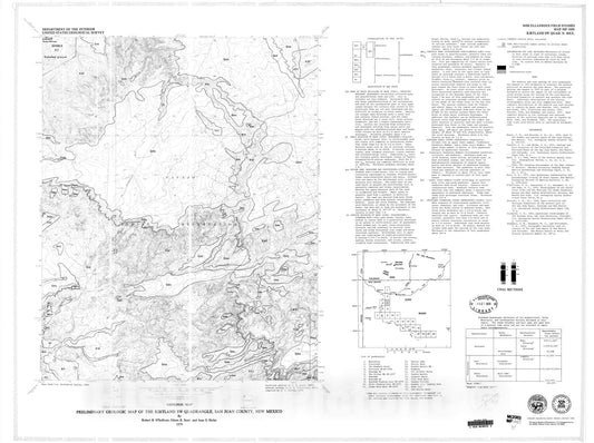 Map : Preliminary geologic map of the Kirtland SW quadrangle, San Juan County, New Mexico, 1979 Cartography Wall Art :