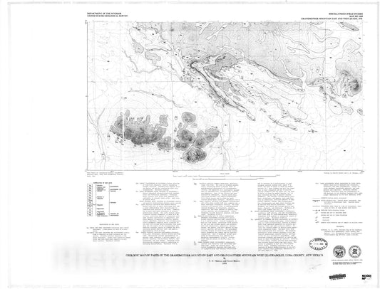 Map : Geologic map of parts of the Grandmother Mountain East and Grandmother Mountain West quadrangles, Luna County, New Mexico, 1979 Cartography Wall Art :