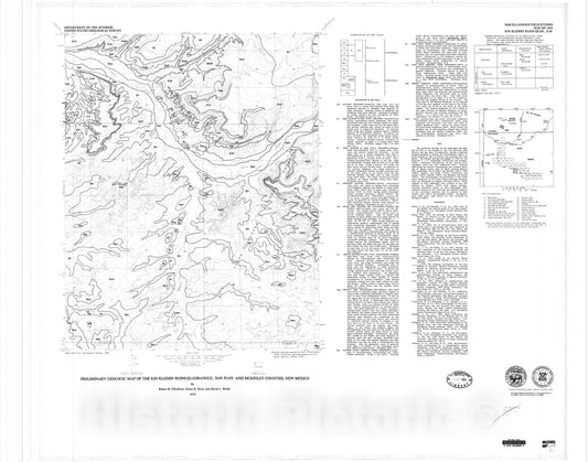 Map : Preliminary geologic map of the Kin Klizhin Ruins quadrangle, San Juan and McKinley Counties, New Mexico, 1979 Cartography Wall Art :