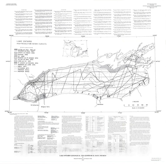 Map : Lake Ontario geological and geophysical data sources, 1979 Cartography Wall Art :