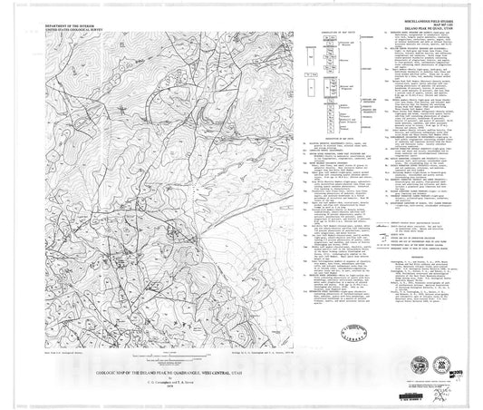 Map : Geologic map of the Delano Peak NE quadrangle, West-central, Utah, 1979 Cartography Wall Art :