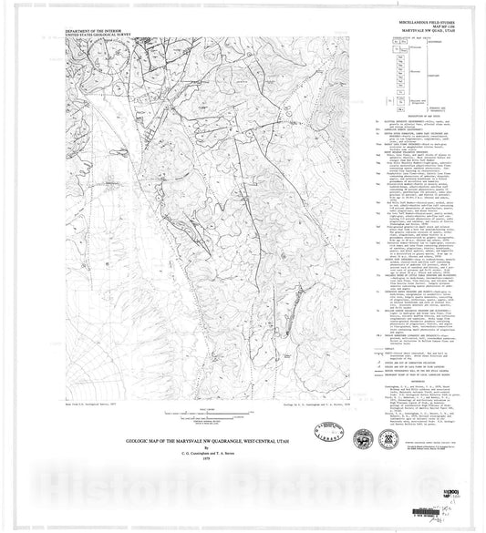 Map : Geologic map of the Marysvale NW quadrangle, west-central Utah, 1979 Cartography Wall Art :
