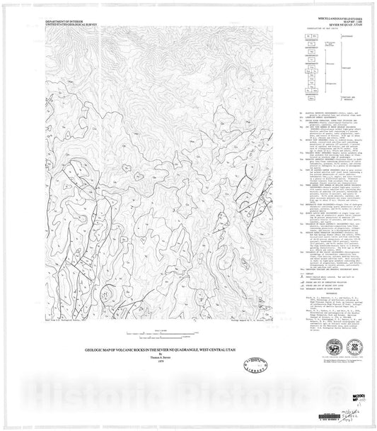 Map : Geologic map of the volcanic rocks in the Sevier NE quadrangle, west-central Utah, 1979 Cartography Wall Art :