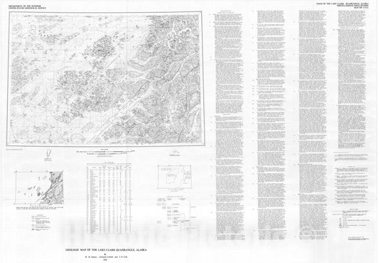 Map : Geologic map of the Lake Clark quadrangle, Alaska, 1983 Cartography Wall Art :