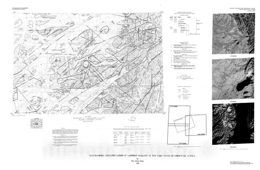 Map : Map showing interpretation of Landsat imagery of the Lake Clark quadrangle, Alaska, 1985 Cartography Wall Art :
