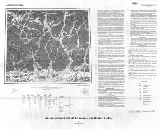 Map : Surficial geologic map of the Wiseman quadrangle, Alaska, 1979 Cartography Wall Art :