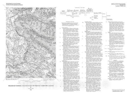 Map : Preliminary surficial geologic map of the Valdez C-1 quadrangle, Alaska, 1980 Cartography Wall Art :