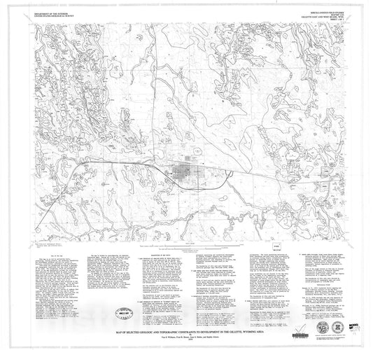 Map : Map of selected geologic and topographic constraints to development in the Gillette, Wyoming area, 1979 Cartography Wall Art :
