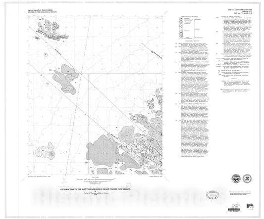 Map : Geologic map of the Saltys quadrangle, Grant County, New Mexico, 1979 Cartography Wall Art :
