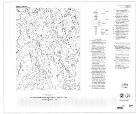 Map : Geologic map of the Delano Peak SE quadrangle, west-central Utah, 1979 Cartography Wall Art :