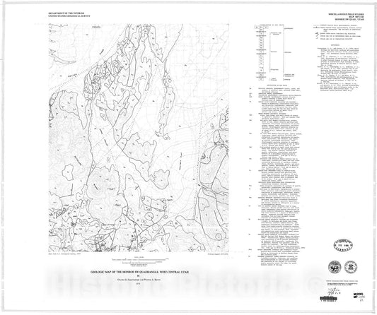 Map : Geologic map of the Monroe SW quadrangle, west-central Utah, 1979 Cartography Wall Art :