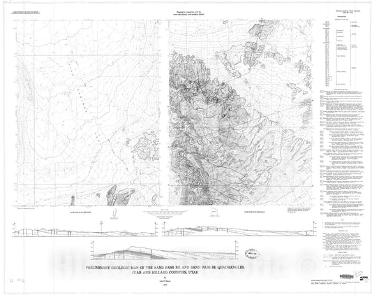 Map : Preliminary geologic map of the Sand Pass NE and Sand Pass SE quadrangles, Juab and Millard Counties, Utah, 1980 Cartography Wall Art :