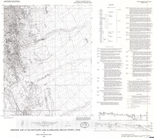 Map : Geologic map of the Sawtooth Peak quadrangle, Beaver County, Utah, 1980 Cartography Wall Art :
