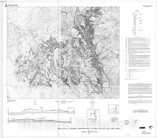 Map : Geologic map of the Sierra Ancha Wilderness and Salome Study Area, Gila County, Arizona, 1981 Cartography Wall Art :