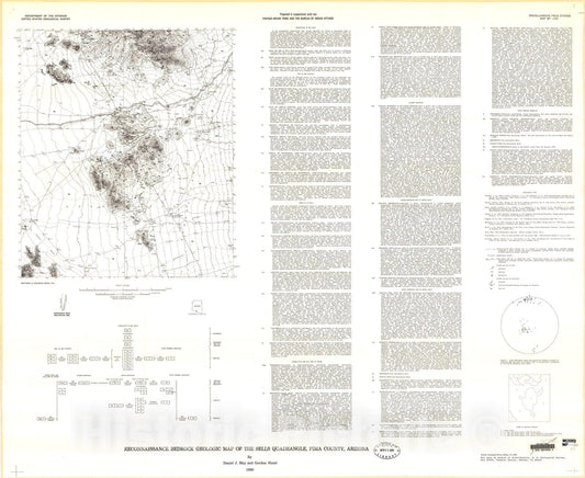 Map : Reconnaissance bedrock geologic map of the Sells quadrangle, Pima County, Arizona, 1980 Cartography Wall Art :