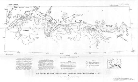 Map : Map showing Holocene sedimentation rates in the northeastern Gulf of Alaska, 1980 Cartography Wall Art :