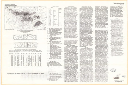 Map : Geologic map of the Victorio Mountains, Luna County, southwestern New Mexico, 1980 Cartography Wall Art :