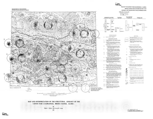 Map : Map and interpretation of the structural geology of the Survey Pass quadrangle, Brooks Range, Alaska, 1981 Cartography Wall Art :