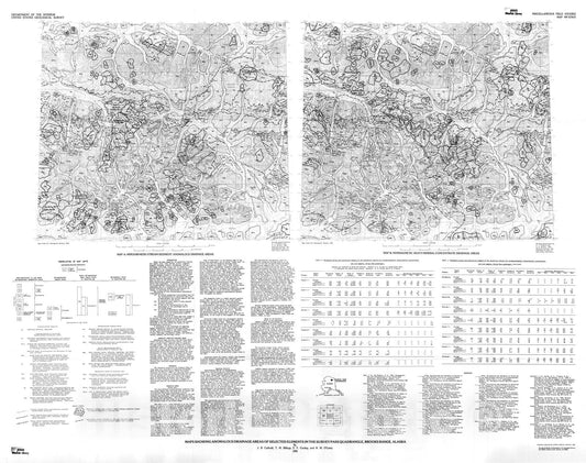 Map : Map showing anomalous drainage areas of selected elements in the Survey Pass quadrangle, Brooks Range, Alaska, 1981 Cartography Wall Art :