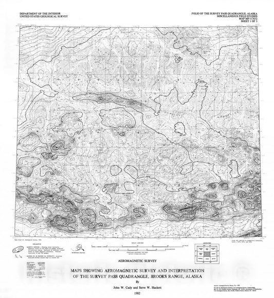 Map : Maps showing aeromagnetic survey and interpretation of the Survey Pass quadrangle, Brooks Range, Alaska, 1982 Cartography Wall Art :