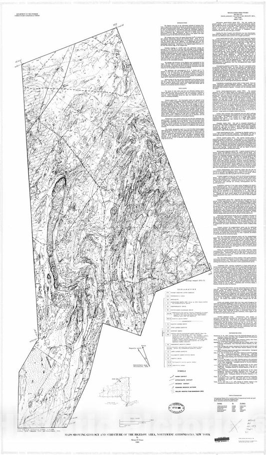 Map : Maps showing geology and structure of the Bigelow area, northwest Adirondacks, New York, 1980 Cartography Wall Art :