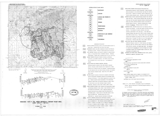 Map : Geologic map of the Virgin Mountains Instant Study Area, Clark County, Nevada, 1980 Cartography Wall Art :