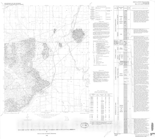 Map : Geologic map of the Bell City quadrangle, Stoddard and Scott Counties, Missouri, 1980 Cartography Wall Art :