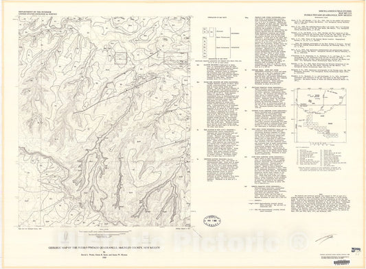 Map : Geologic map of the Pueblo Pintado quadrangle, McKinley County, New Mexico, 1980 Cartography Wall Art :