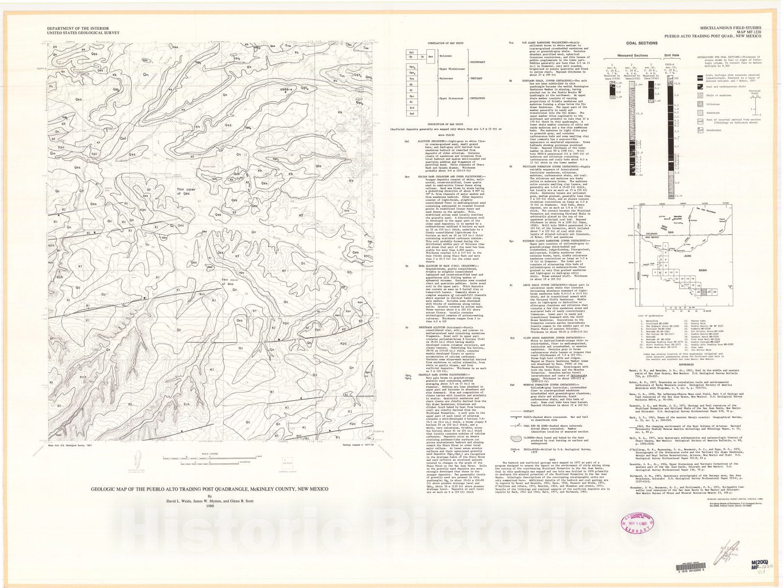 Map : Geologic map of the Pueblo Alto Trading Post quadrangle, McKinley County, New Mexico, 1980 Cartography Wall Art :