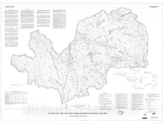 Map : Geologic map of the Golden Trout Wilderness, southern Sierra Nevada, California, 1981 Cartography Wall Art :