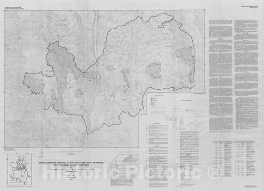 Map : Mineral resource potential map of the Golden Trout Wilderness, California, 1983 Cartography Wall Art :