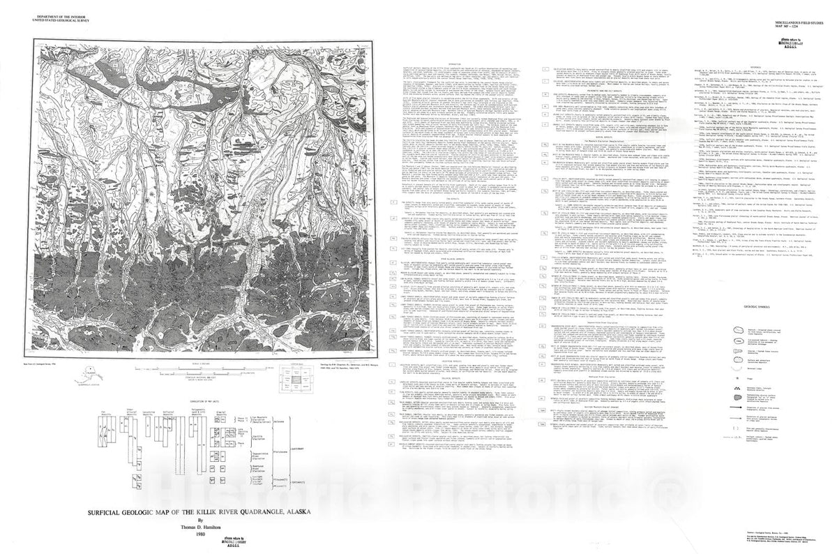 Map : Surficial geologic map of the Killik River quadrangle, Alaska, 1980 Cartography Wall Art :