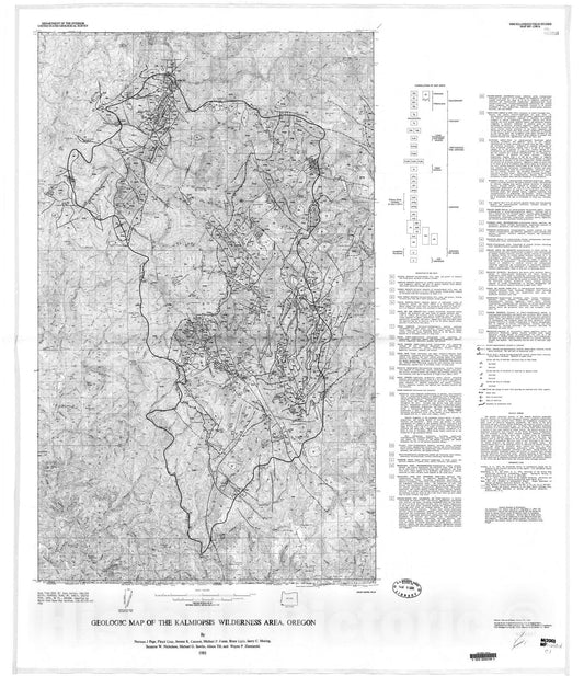 Map : Geologic map of the Kalmiopsis Wilderness area, Oregon, 1981 Cartography Wall Art :